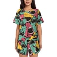 thumbnail image 1 of Honeii Angry Shark Pattern for Women's Summer Pajama Set featuring Soft Short Sleeve Shirt & Matching Bottoms with Convenient Pockets for Relaxed Home Wear-Medium, 1 of 6