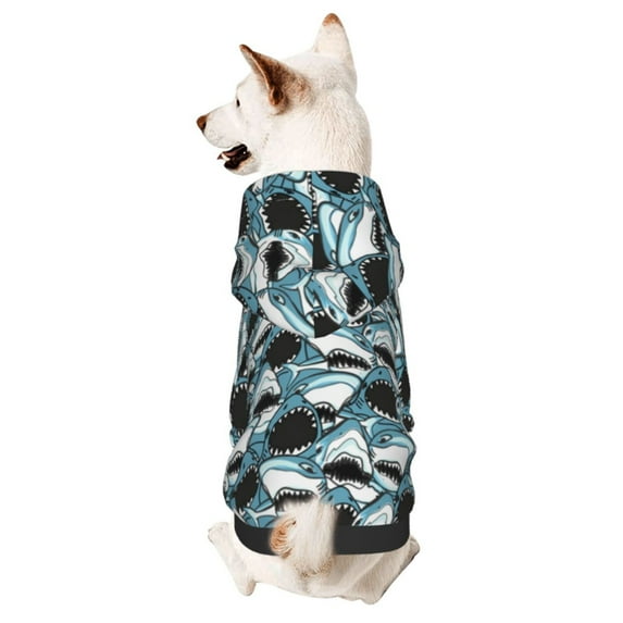 Honeii Angry Shark Print Small Dog Hoodies Pet Hooded Sweatshirts Fall Winter Puppy Cat Sweaters Warm Clothes for Small Dogs Outfits Costume-X-Small