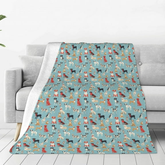 Honeii Animal Dog Print Fleece Blanket - Throw Blanket for Bed, Sofa, Couch, Camping, and Travel , Microplush Ultra Soft Warm Blanket-40"x30"