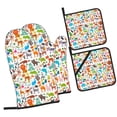 thumbnail image 1 of Honeii Animals Pattern Oven Mitts and Pot Holders, Silicone Oven Gloves,500 F Heat Resistant Oven Mitts Sets, 4PCS, 1 of 6