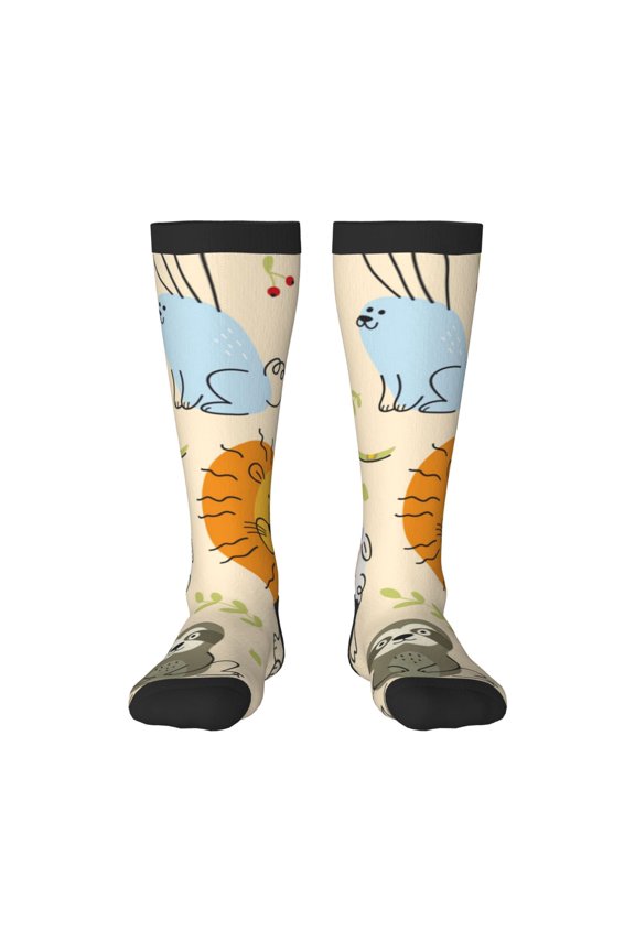 Animals Print Long Socks,Novelty Design Socks Gift for Men and Women,Crew Socks,Calf Socks