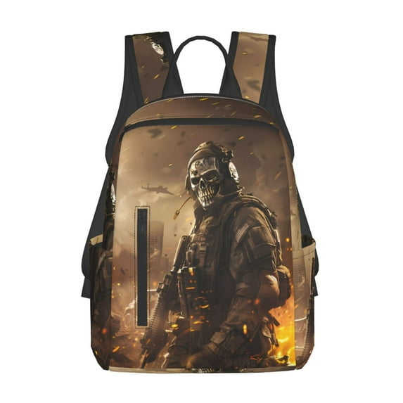 Honeii Apocalyptic Skull Soldier Print Lightweight Backpacks,Carry on Backpack,Durable Backpack for School, Work & Travel
