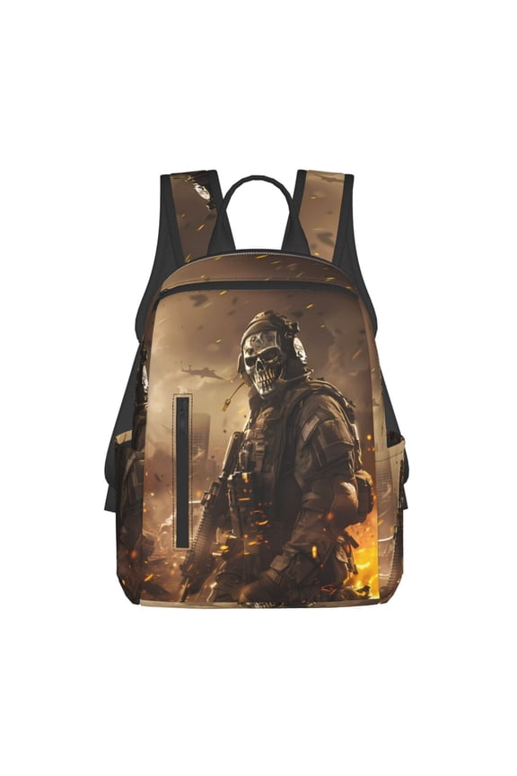 Apocalyptic Skull Soldier Print Lightweight Backpacks,Carry on Backpack,Durable Backpack for School, Work & Travel