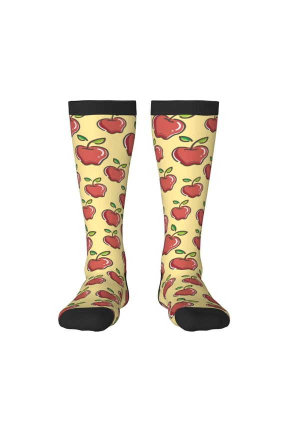 Apple Print Long Socks,Novelty Design Socks Gift for Men and Women,Crew Socks,Calf Socks