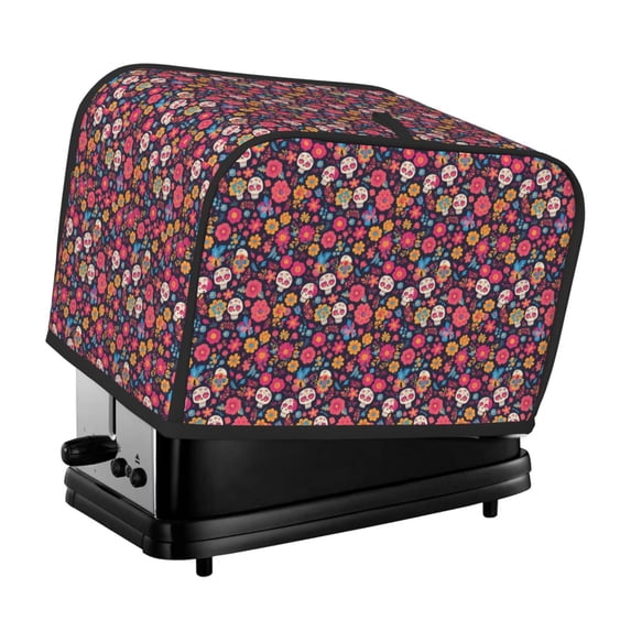 Honeii Apricot color Skull flower Print 2 slice Toaster Cover, Two Slice Toaster Dust-proof Cover For Kitchen Small Appliance and Fingerprint Protection