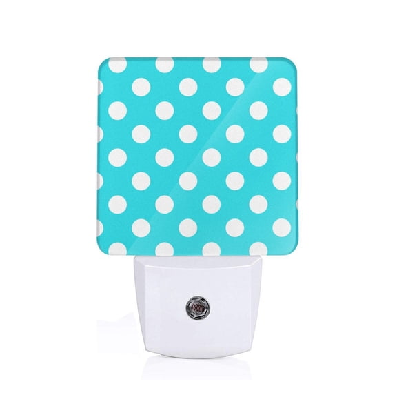 Honeii Aqua And White Polka Dot Print LED Night Light with Light Sensor, Night Lights Plug Into Wall,Ideal for Bedrooms and Hallways-US