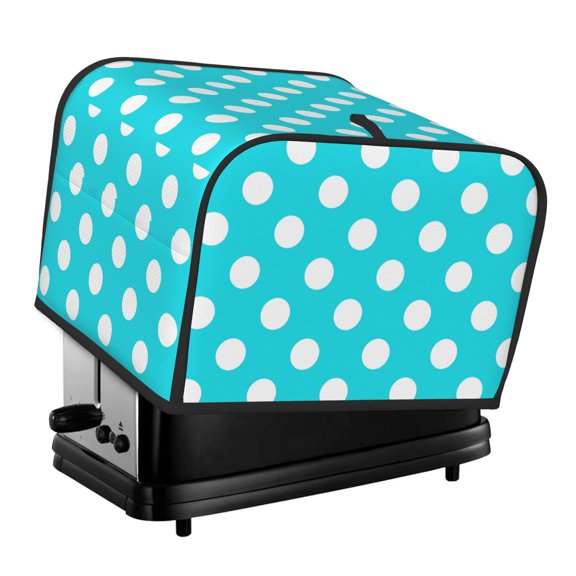Honeii Aqua And White Polka Dot Print 4 slice Toaster Cover, Two Slice Toaster Dust-proof Cover For Kitchen Small Appliance and Fingerprint Protection
