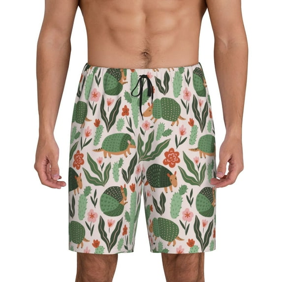 Honeii Armadillo Print Men's Pajama Sleepwear Shorts - a comfy pajama bottom and lounge short for Relaxed Home Wear-3X-Large