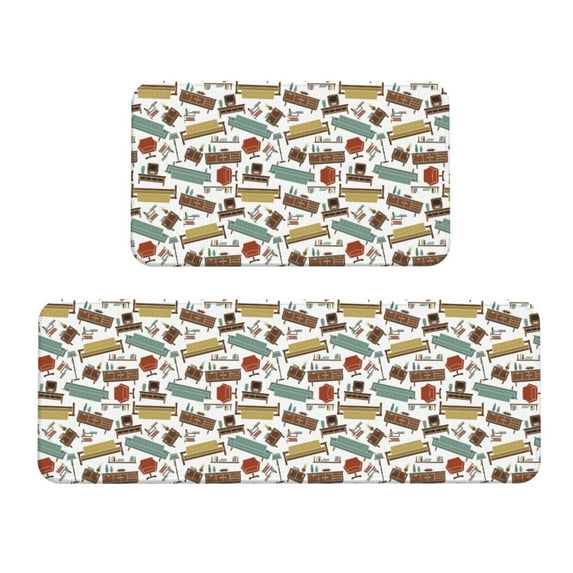 Honeii Art Of Living Print Kitchen Mat [2 PCS] for Floor, Waterproof Non-Slip Rugs, Kitchen Decor,Standing Mat for Floor,Office, Sink, Laundry