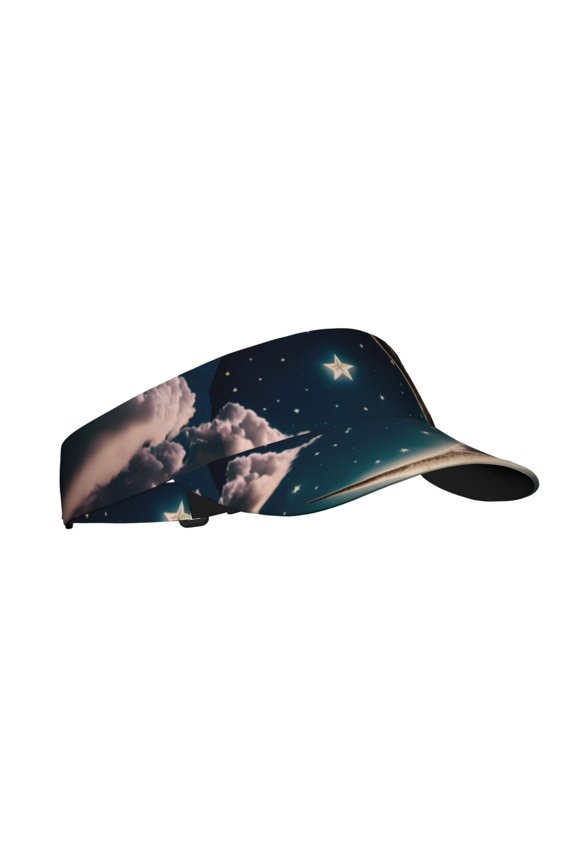 Artistic Starry Sky Moon Book Print Adult Sunscreen Visor Cap, Adjustable Sun Protection Hat,Sun Visor Hats,UV Protection Outdoor Sports Golf Running Sun Caps