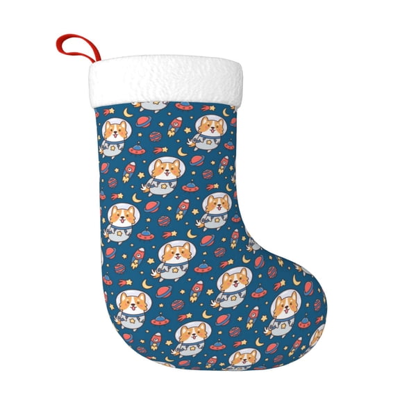 Honeii Astronaut Corgi Dog for Christmas Stocking,Large Xmas Stocking,Holiday and Family Stocking for Fireplace Christmas Holiday Party Decoration