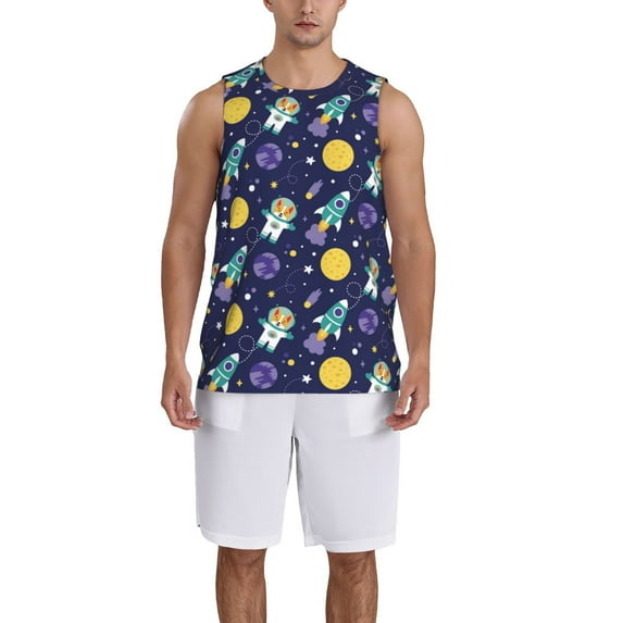 Honeii Astronaut Corgi print basktball shirt for men and women, Unisex basketball jersey for Theme party-Medium