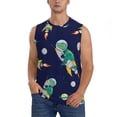 thumbnail image 1 of Honeii Astronaut Dinosaur and Space Print Men's Sleeveless Muscle Shirts, Breathable & Quick-Dry Gym Shirt, Athletic Tank Top for Running, Fitness, and Outdoor Activities-Small, 1 of 7