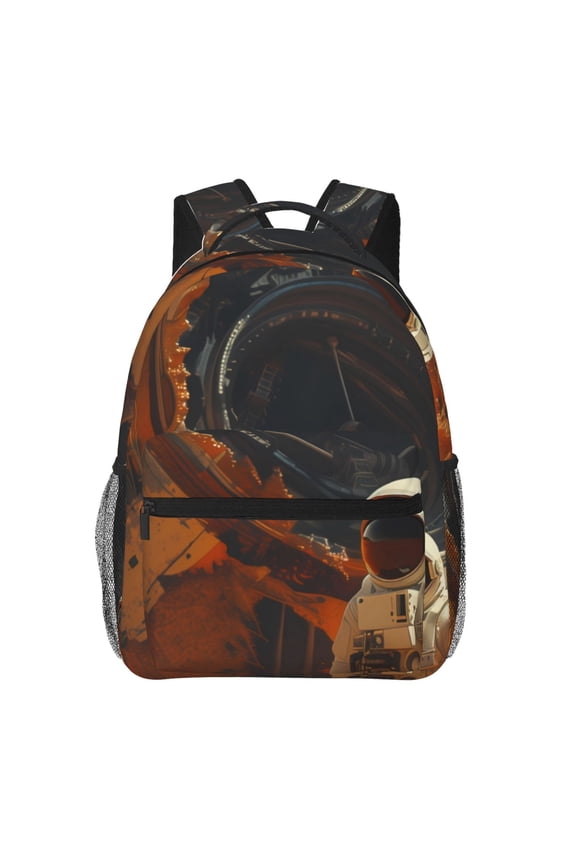 Astronaut Exploring Mars Print Backpack for Both Men and Women, Basic Bookbag for College, Work, or Travel,Rucksack Computer Bag-One Size