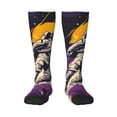 thumbnail image 1 of Honeii Astronaut Floating purple Space Print Long Socks,Novelty Design Socks Gift for Men and Women,Crew Socks,Calf Socks, 1 of 6