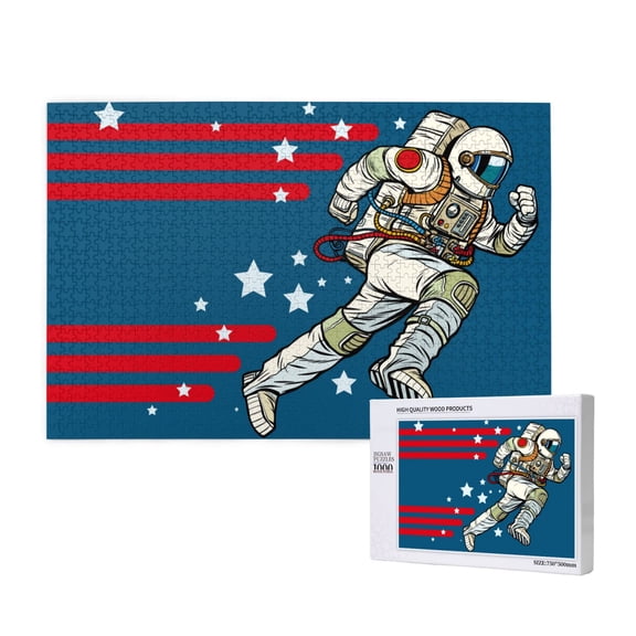 Honeii Astronaut Runs Forward Pattern 1000 Piece Puzzles for Adults, Jigsaw Puzzles