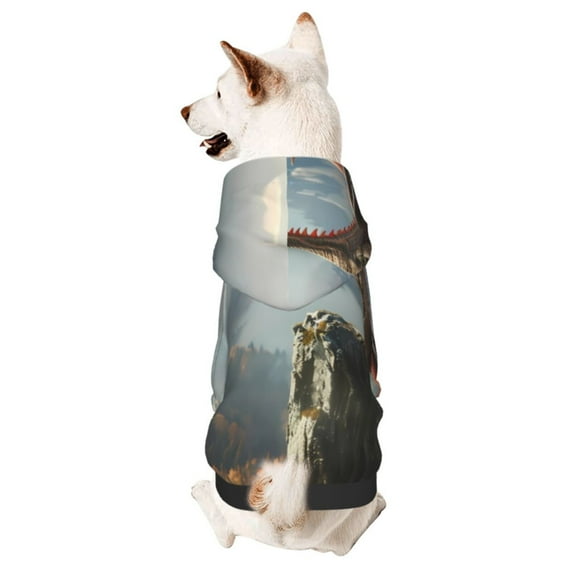 Honeii Autumn Dragon Mountain View Print Small Dog Hoodies Pet Hooded Sweatshirts Fall Winter Puppy Cat Sweaters Warm Clothes for Small Dogs Outfits Costume-Large