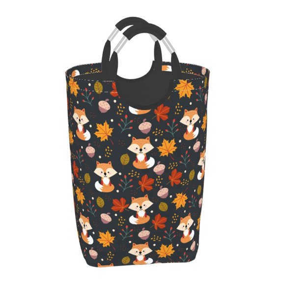 Honeii Autumn Fox Print Laundry Hamper Collapsible Laundry Baskets, Freestanding Waterproof Clothes Hamper with Easy Carry Handles