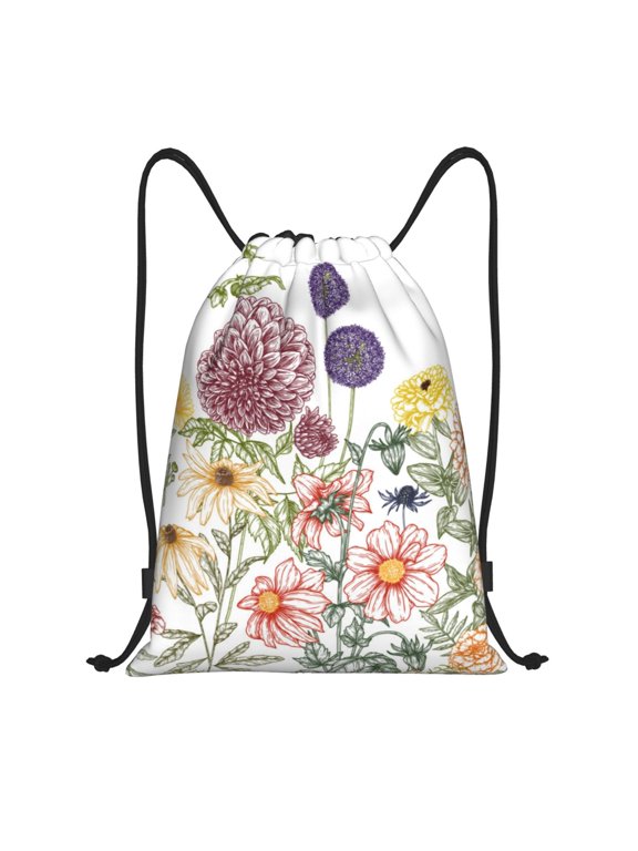 Autumn Garden Print Drawstring Backpack,Drawstring Bags String Backpack Gym Cinch Sack Backpack Sport Bag Draw-Small