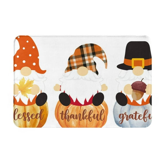 Honeii Autumn Gnomes Pattern Door Mat, Welcome Door Mats Outdoor Indoor, Stain and Fade Resistant, Non-Slip Entry Matfor Bedroom, Bathroom, Kitchen