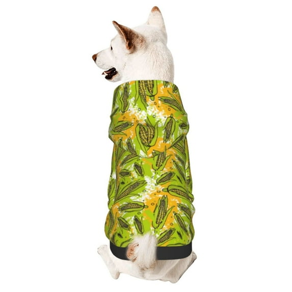 Honeii Autumn Harvest Cartoon Corn Print Small Dog Hoodies Pet Hooded Sweatshirts Fall Winter Puppy Cat Sweaters Warm Clothes for Small Dogs Outfits Costume-Large