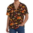 thumbnail image 1 of Honeii Autumn Hedgehog and Fox Cute for Men's Short-Sleeved Button-Up Collared Shirt Featuring A Pocket, Perfect for Beach Vacations, And Travel Adventures.-Large, 1 of 5