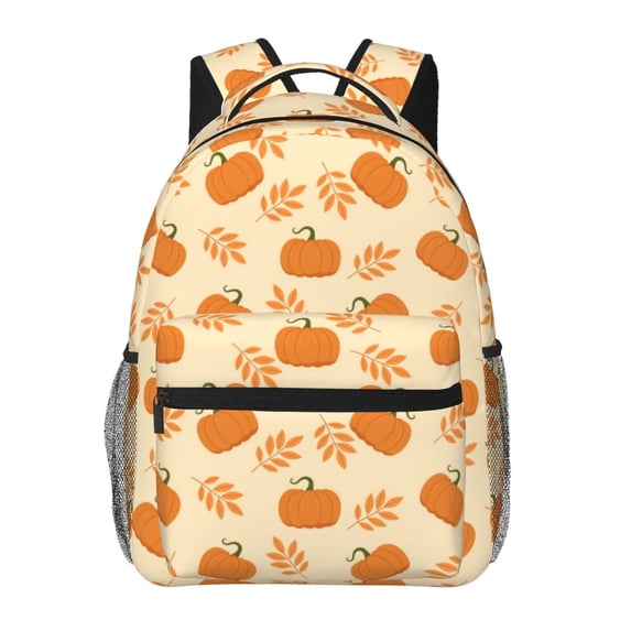 Honeii Autumn Leaves And Pumpkins Print Backpack for Both Men and Women, Basic Bookbag for College, Work, or Travel,Rucksack Computer Bag-One Size