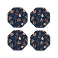 thumbnail image 1 of Honeii Autumn Leaves With Blue print Leather Coaster Set of 4, ideal for safeguarding your furniture from drinks spills and effortless cleanup-Octagon, 1 of 6