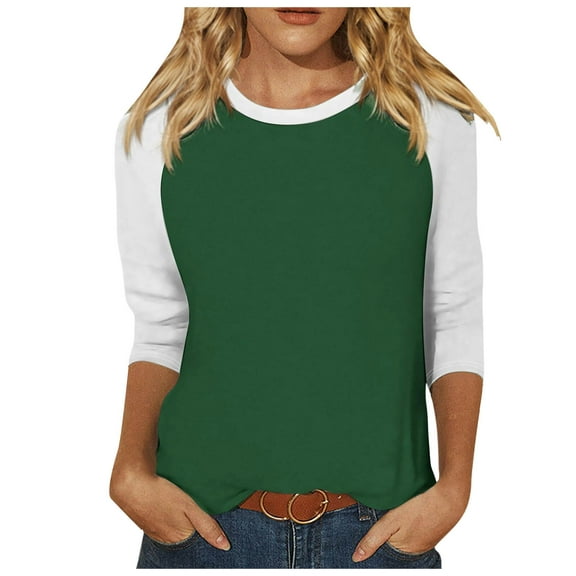 Women's 3/4 Sleeve Casual T-Shirt Summer Comfortable Round Neck Raglan Top Versatile Stylish Tee