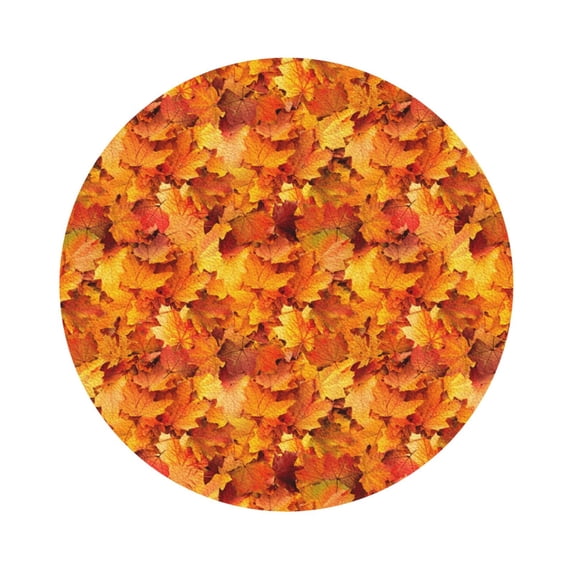 Honeii Autumn Maple Leaf Pile Print Leather Coaster Set of 6, Ideal for Safeguarding Your Furniture from Drinks Spills and Effortless Cleanup,Round Shape