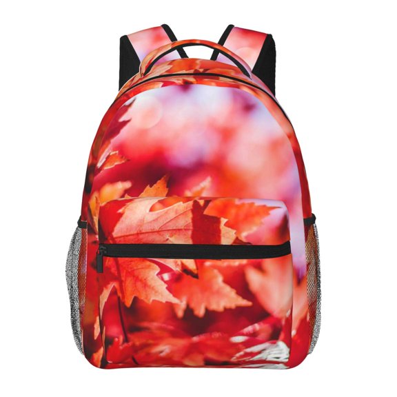 Honeii Autumn Maple Leaves Print Backpack for Both Men and Women, Basic Bookbag for College, Work, or Travel,Rucksack Computer Bag-One Size