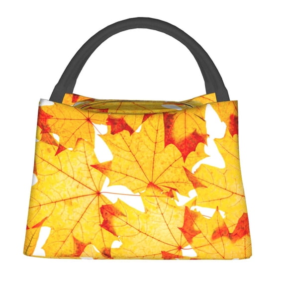 Honeii Autumn Maple Leaves Print Cooler Bag Insulated, Large Leakproof Soft Sided Portable Cooler Bag,Lunch Box Lunch Bag