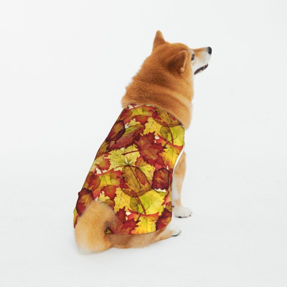 Honeii Autumn Mosaic Maple Leaves Pattern 100% Cotton Dog Clothes Dog Costumes Doggie Shirts Puppy Shirt Pet Vest Tank Top Cat Tee-3X-Large