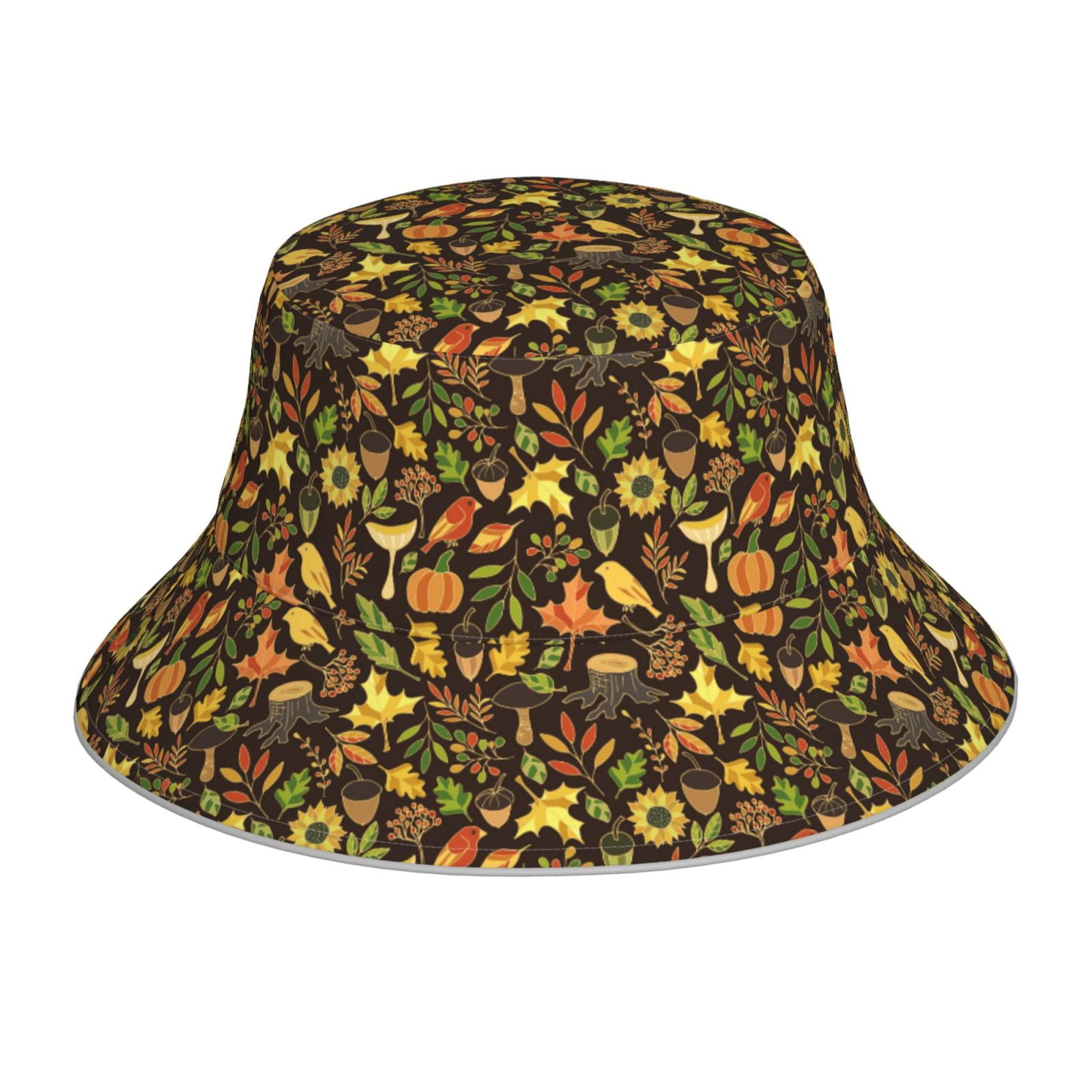 Honeii Autumn Plants Maple Tree Vintage for Unisex Bucket Hat ...