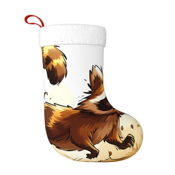 Honeii Autumn Raccoon In Forest for Christmas Stocking,Large Xmas Stocking,Holiday and Family Stocking for Fireplace Christmas Holiday Party Decoration
