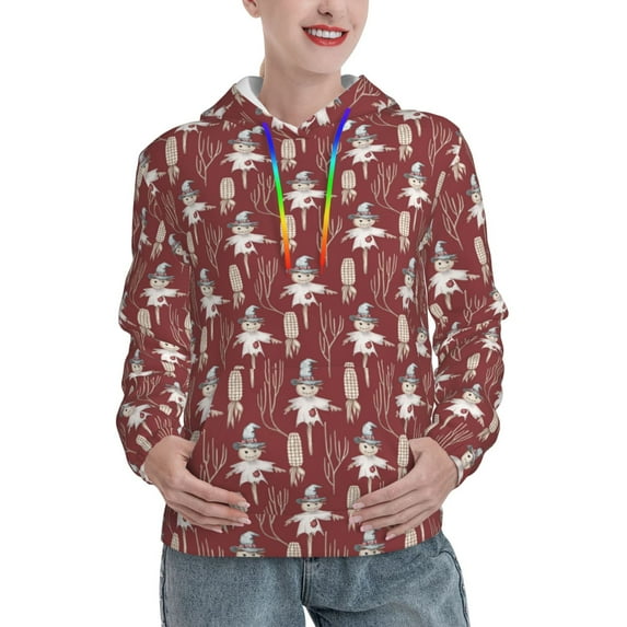 Honeii Autumn Scarecrow Harvest Joy Pattern Womens Oversized Hoodies Long Sleeve Sweatshirts Pullover Fall Outfits with Pocket-XX-Large