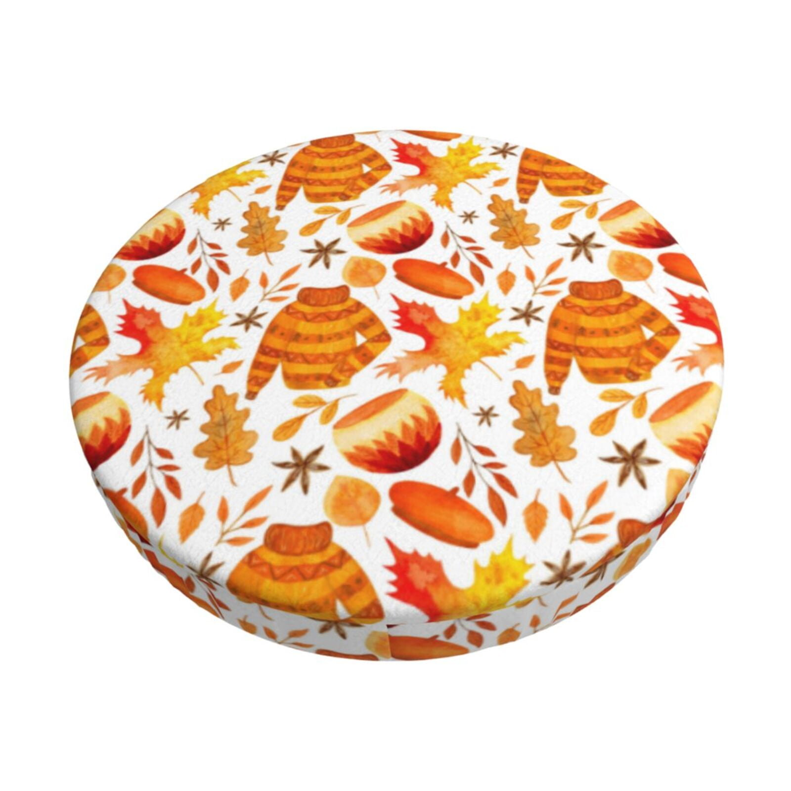 Honeii Autumn Sweater Warmth Pattern Bar Stool CoversRound Stools Seat