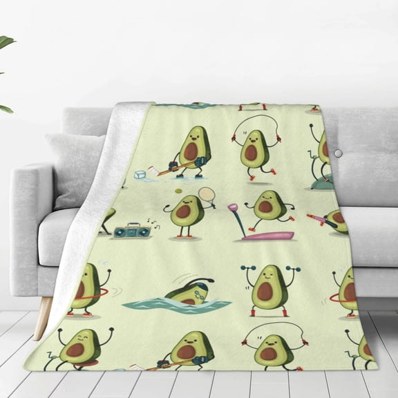 Honeii Avocado for Exercise Print Fleece Blanket - Throw Blanket for Bed, Sofa, Couch, Camping, and Travel , Microplush Ultra Soft Warm Blanket-80"x60"