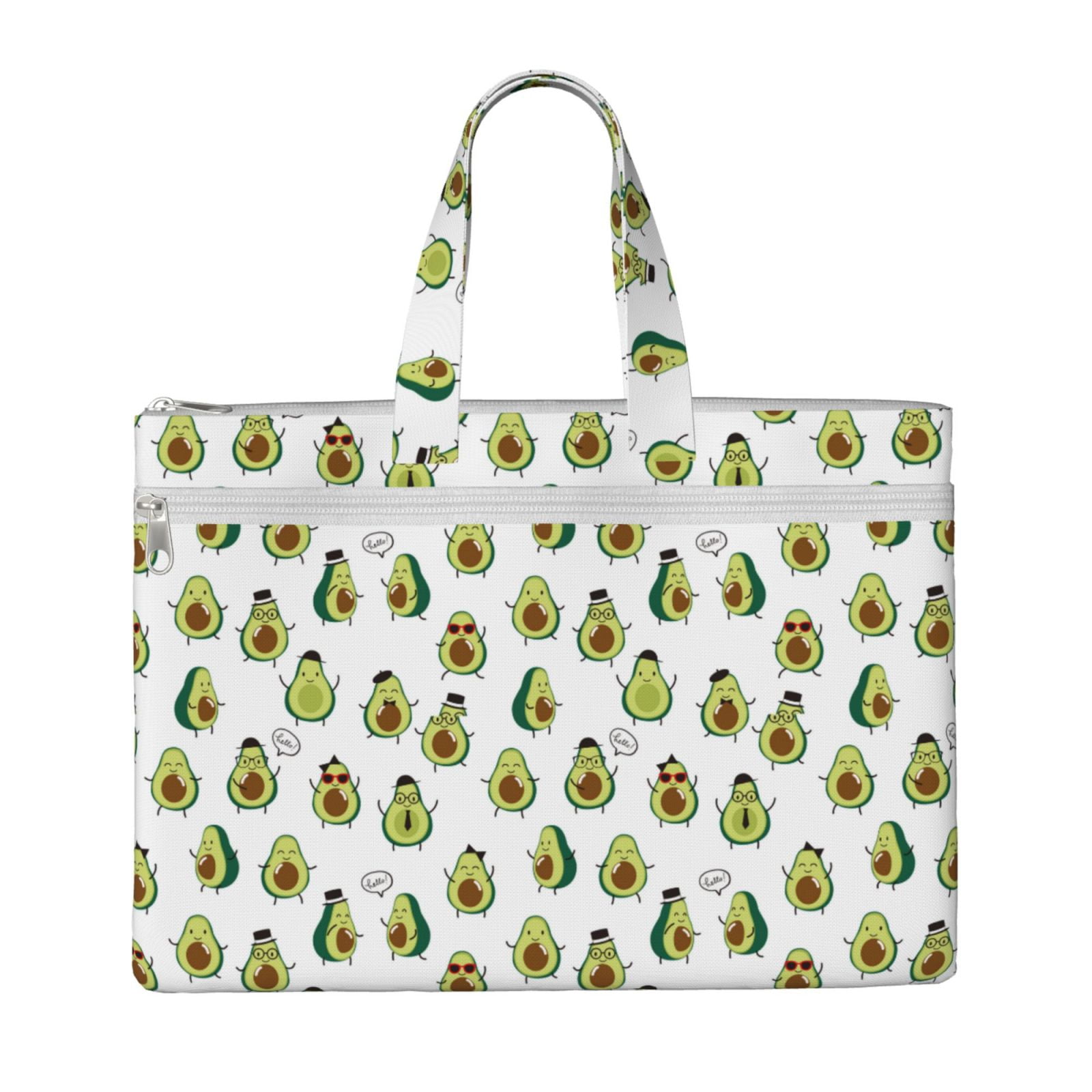 Honeii Avocado Friends Print Canvas Tote Bag with Compartments Laptop ...