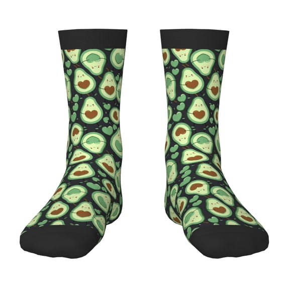 Honeii Avocado Heart Print Children's Colorful Socks,Unisex Kids and Toddlers' Cushioned Sock,Kids Athletic Crew Socks,for Everyday Wear and Sports