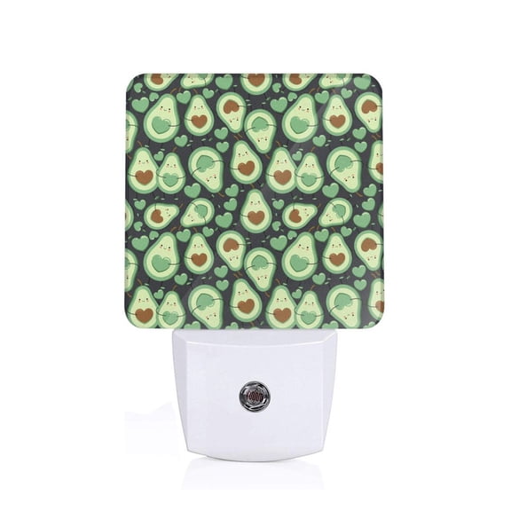 Honeii Avocado Heart Print LED Night Light with Light Sensor, Night Lights Plug Into Wall,Ideal for Bedrooms and Hallways-US