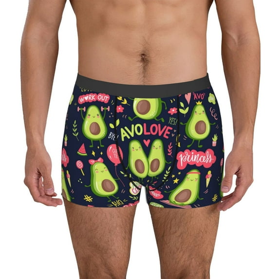 Honeii Avocado Love Men's Underwear Boxer Briefs Pack, ComfortSoft Boxer Brief for Men, Moisture-Wicking Breathable-Medium