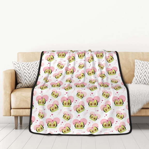 Honeii Avocado Lovers for Throw Blanket for Couch - Thick Blanket, Soft Fuzzy Plush Throw Blanket for All Seasons, Double Sided Blanket,50x60 In