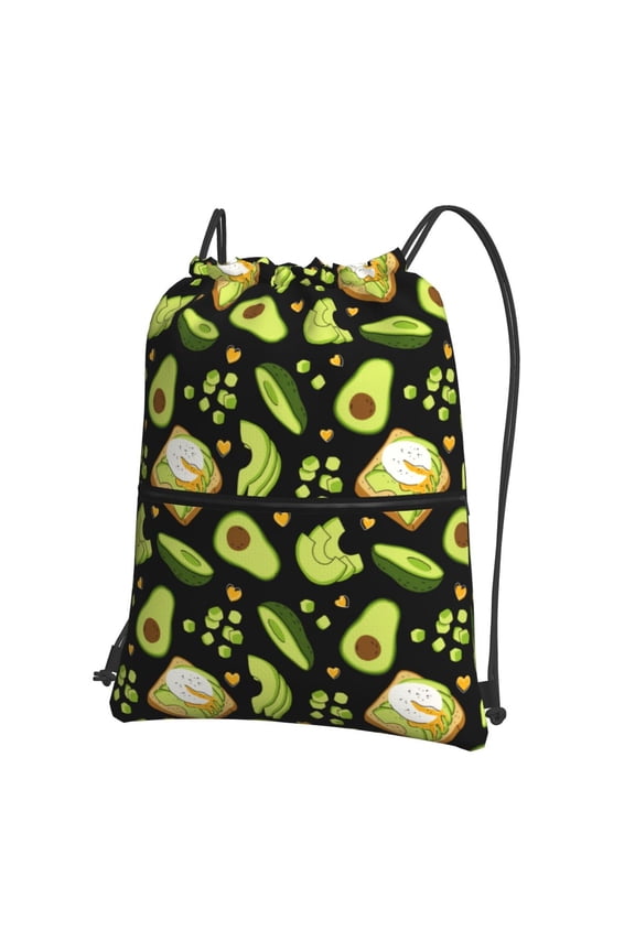 Avocado Toast Print Drawstring Backpack,String Bag,Sackpack Cinch Water Resistant Nylon for Gym Shopping Sport Yoga