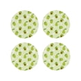 thumbnail image 1 of Honeii Avocado With Leaf And Flower print Leather Coaster Set of 4, ideal for safeguarding your furniture from drinks spills and effortless cleanup-Round Shape, 1 of 6