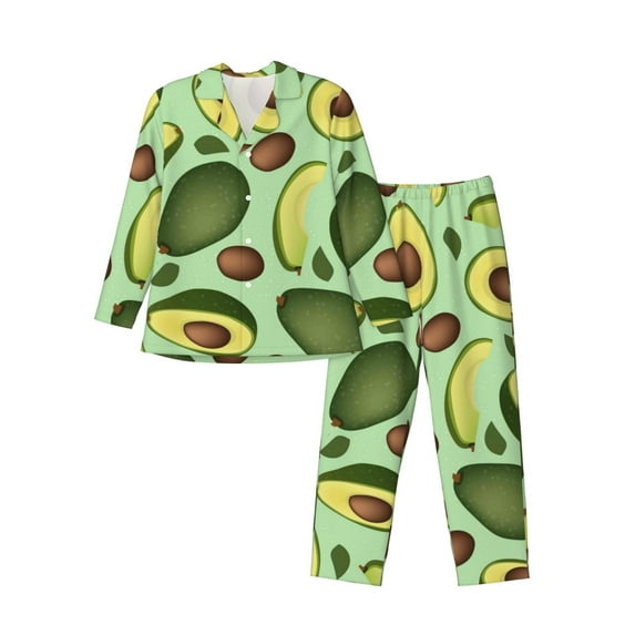 Honeii Avocado With Seeds Pattern Mens Pajamas Set,2pcs Men's Lounge Long Sleeve Sleep Shirt and Pajama Bottoms Sleepwear Set,Mens Pjs Sets-