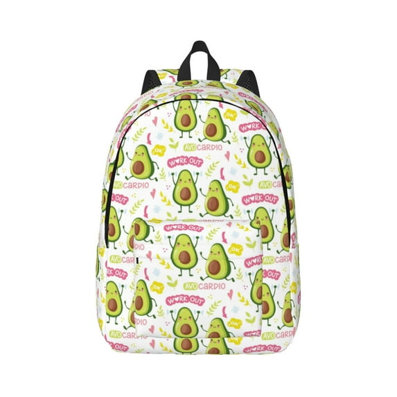 Honeii Avocado Work Out Print Canvas College Laptop Backpack, Durable Rucksack Travel Notebook Bag School Backpack Book Bag for Men Women-Small