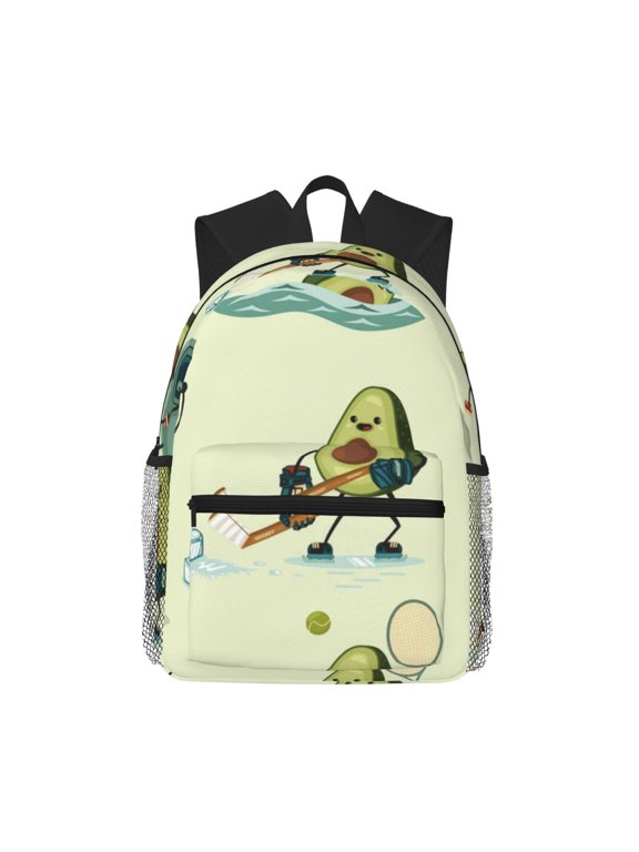 Avocado for Exercise Print School Backpack,Casual Lightweight Travel Rucksack Daypack,Backpacks for College High
