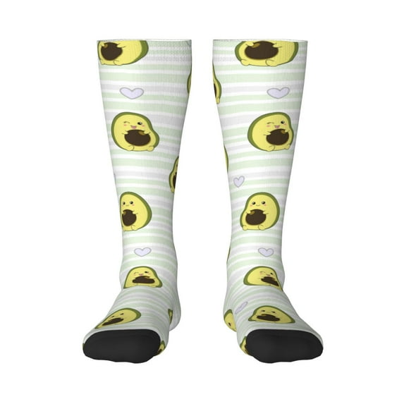 Honeii Avocado of a Hear Print Long Socks,Novelty Design Socks Gift for Men and Women,Crew Socks,Calf Socks