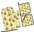 thumbnail image 1 of Honeii Avocados And Hearts Pattern Oven Mitts and Pot Holders, Silicone Oven Gloves,500 F Heat Resistant Oven Mitts Sets, 4PCS, 1 of 6